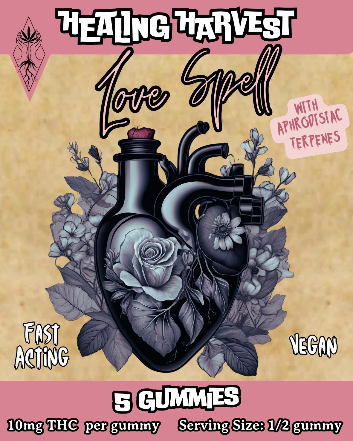 Love Spell - Strawberry 10mg THC w/ Aphrodisiac Terpenes - 5 Pack - Healing Harvest at Healing Harvest Dispensary