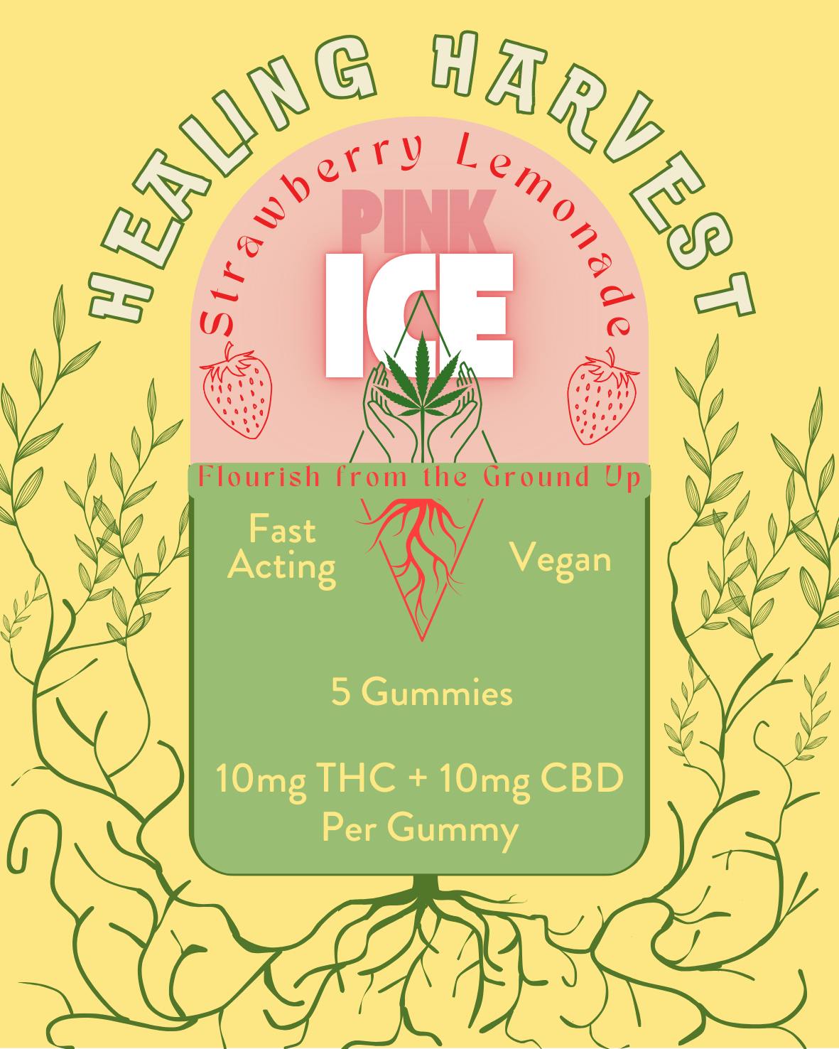 Pink Ice Strawberry Lemonade - 10mg NANO THC + 10mg CBD - 5 pack - Healing Harvest at Healing Harvest Dispensary
