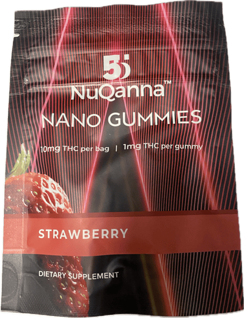 Strawberry NuQanna 1mg Nano THC Gummies-10 per bag-NuQanna at Healing Harvest Dispensary