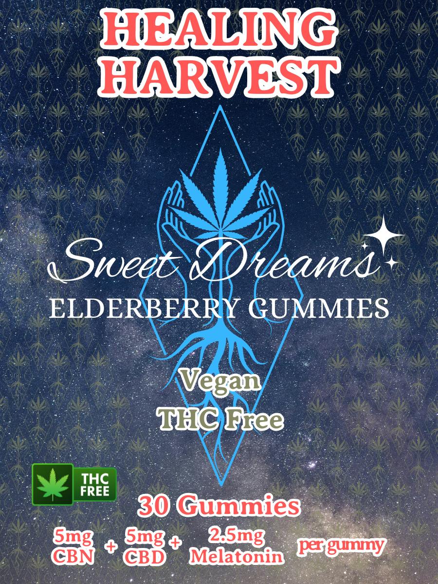 Sweet Dreams Elderberry Sleep Gummy 5mg CBD + 5mg CBN + 2.5mg Melatonin - 30 Count - Healing Harvest