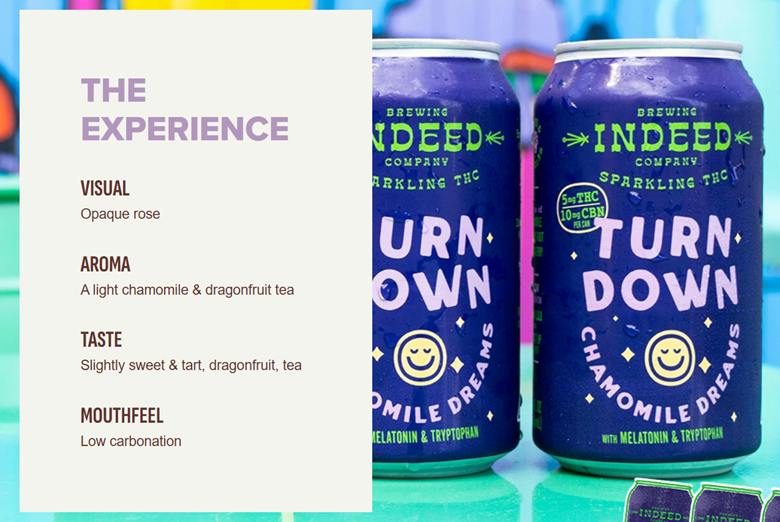 Turn Down Sparkling Chamomile Dreams THC and CBN Drink - Indeed Brewing