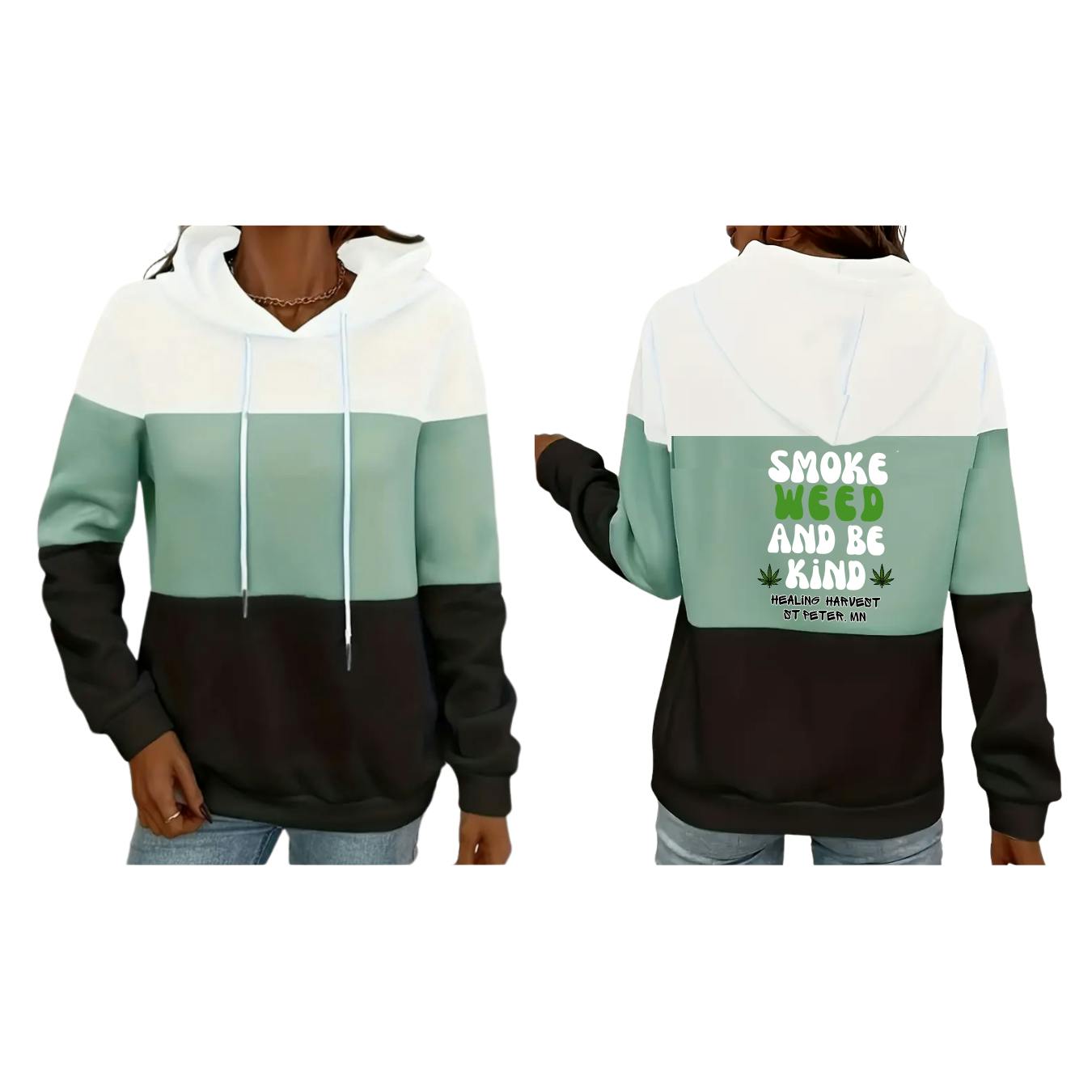 HH Kind Weed Sweatshirt White/Green/Black- Womens XLarge