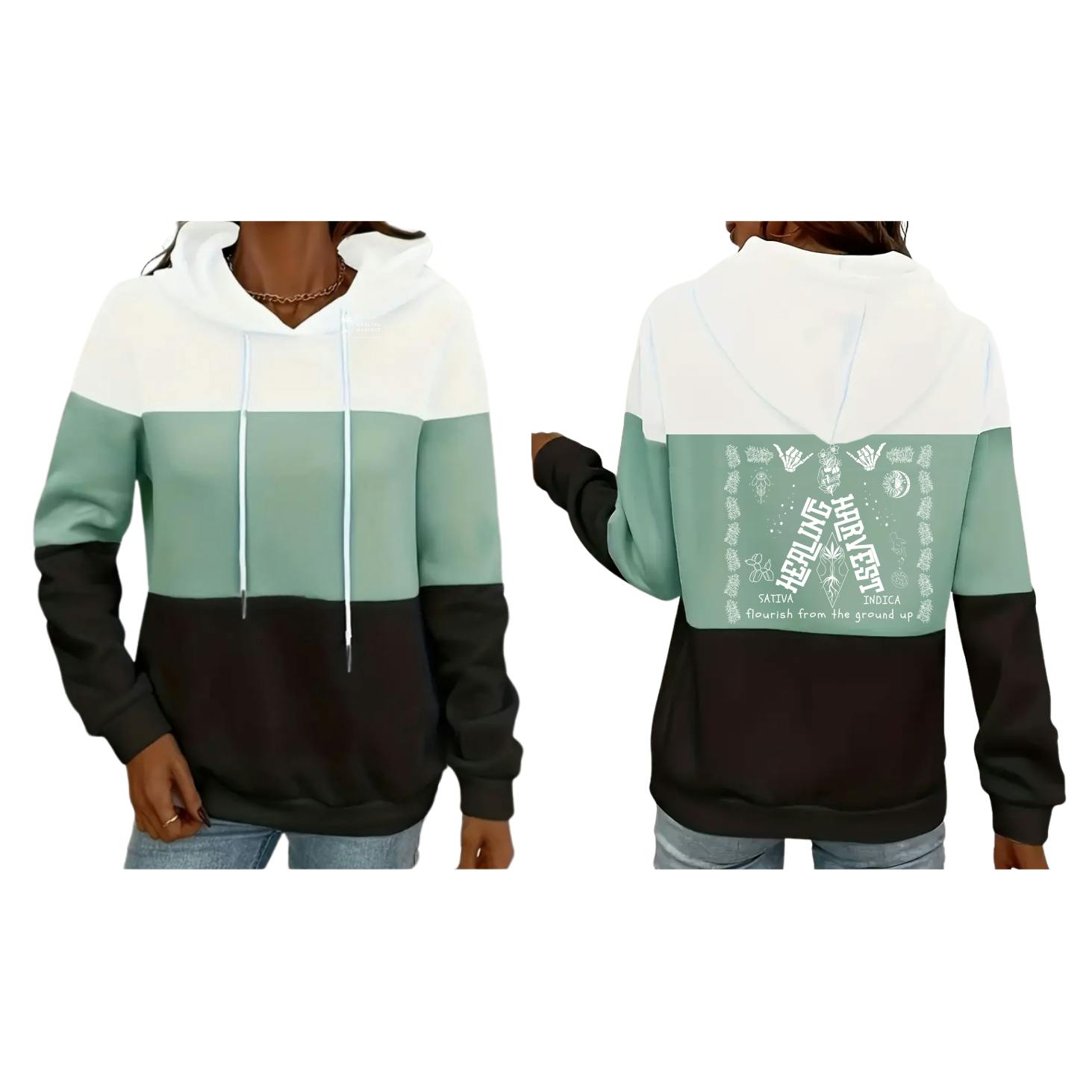 HH Sweatshirt White/Green/Black- Womens XLarge