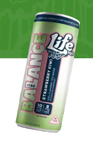 Strawberry Kiwi Keef Life H20 7.5mg THC + 2.5mg CBG Drinks at Healing Harvest Dispensary