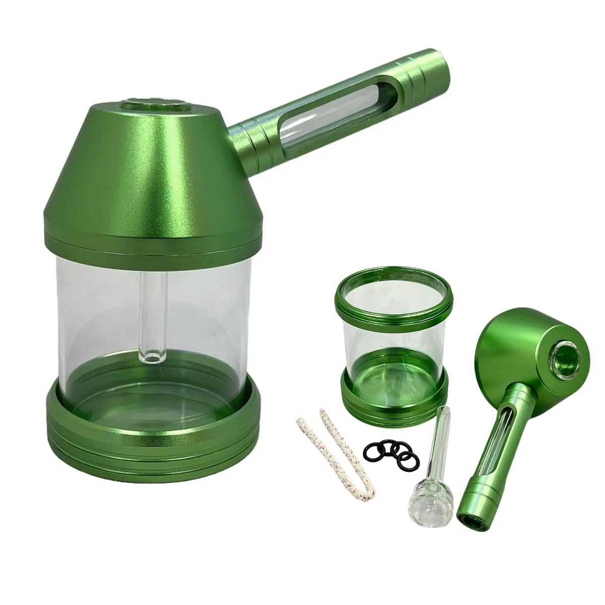 Glass and Metal Modular Bubbler Hand Pipe Large