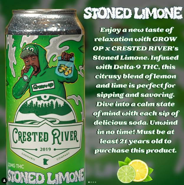 Stoned Limone 10mg THC Soda - Gro+Op Crested River