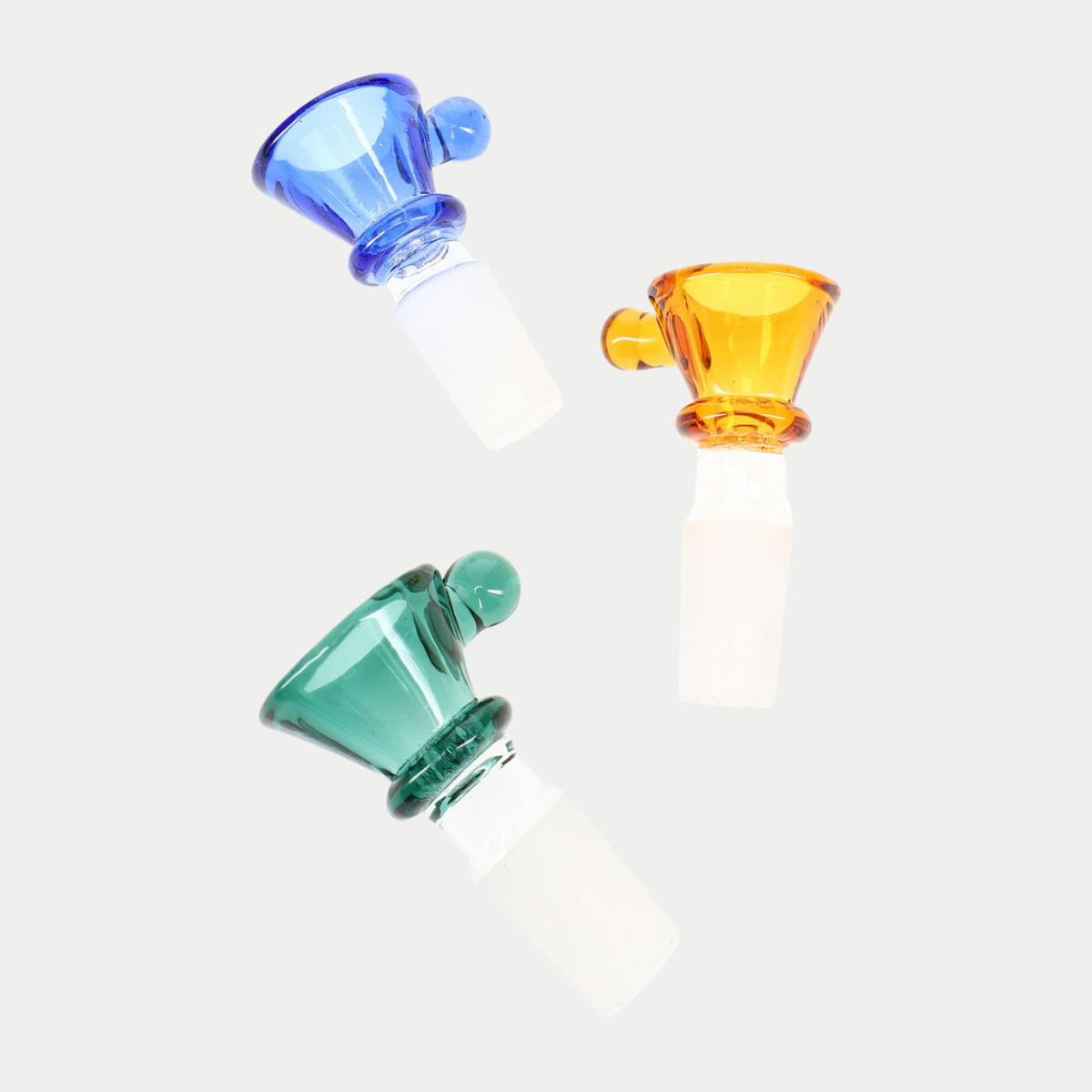 14.5 mm Male Colored Glass on Glass Bowl with Grip - Assorted Colors at Healing Harvest Dispensary
