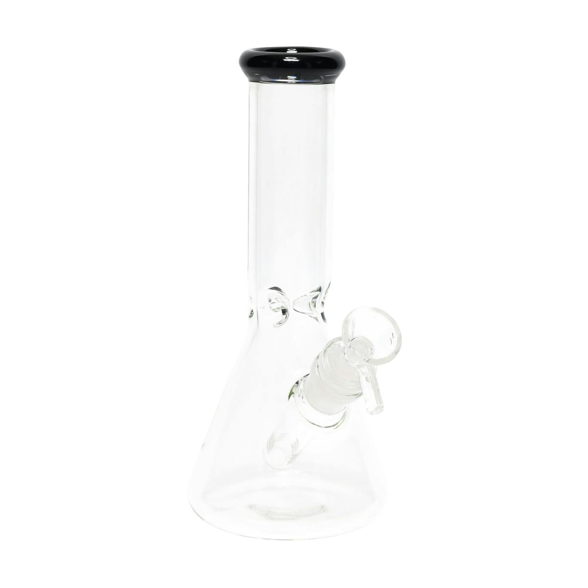 8" Black Rim Glass on Glass Beaker Water Pipe