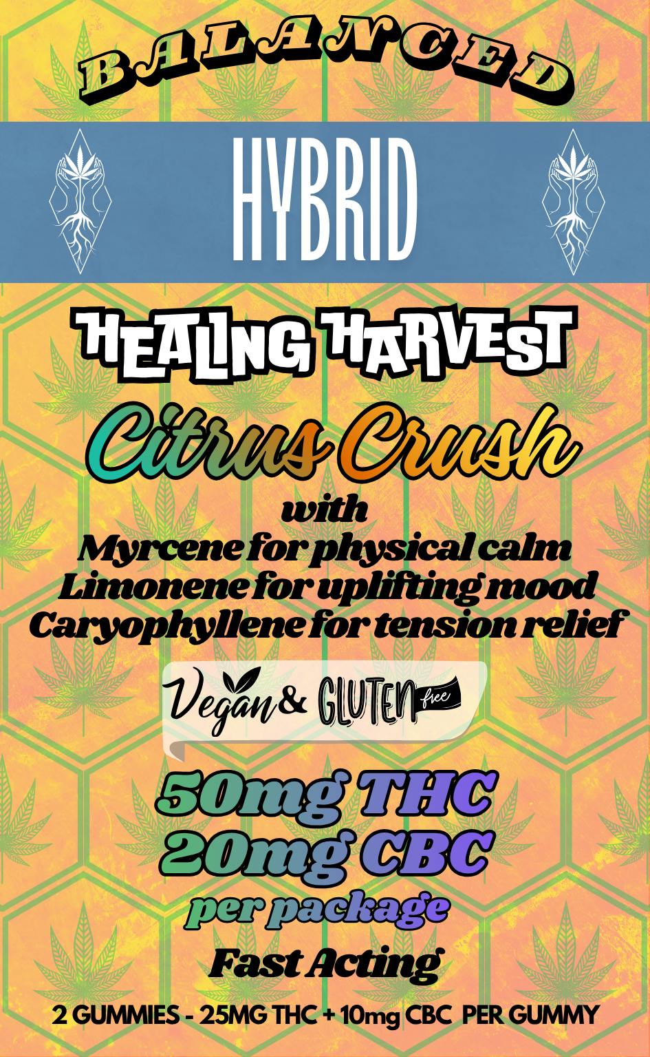 Hybrid 25mg THC + 10mg CBC Citrus Crush Gummy Wheel - 2 Pack - Healing Harvest at Healing Harvest Dispensary