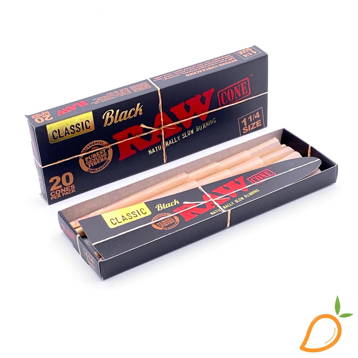 20pk King Size Black Cones Raw