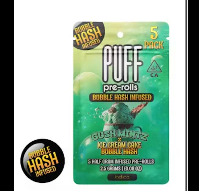 Puff - Gush Mintz x Ice Cream Cake - Bubble Hash Infused - Pre-Rolls - 5pk - 2.5g (0.5g x 5)