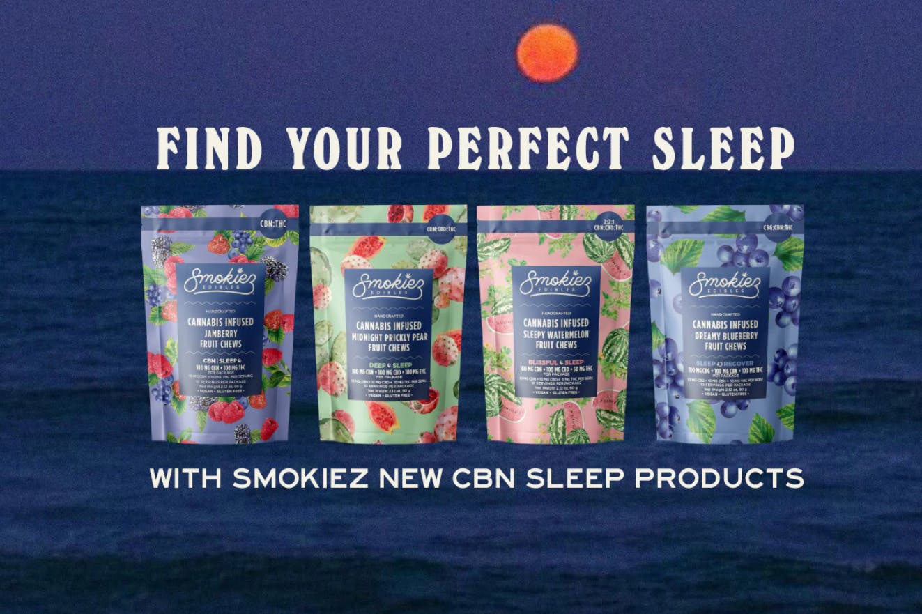 Sour Midnight Prickly Pear - 300mg 1:1:1 THC/CBN/CBD Fruit Chewz - Smokiez Edible