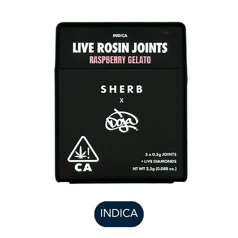 2.5g Raspberry Gelato 5-Pack / 0.5g Live Rosin Joints / Sherbinskis x Doja