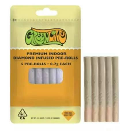 GREENLINE GELATO 5PK PRE ROLLS INFUSED - 3.5 g