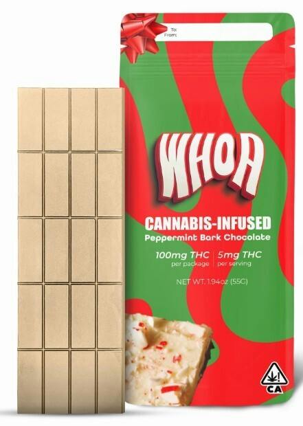 WHOA PEPPERMINT BARK 100MG
