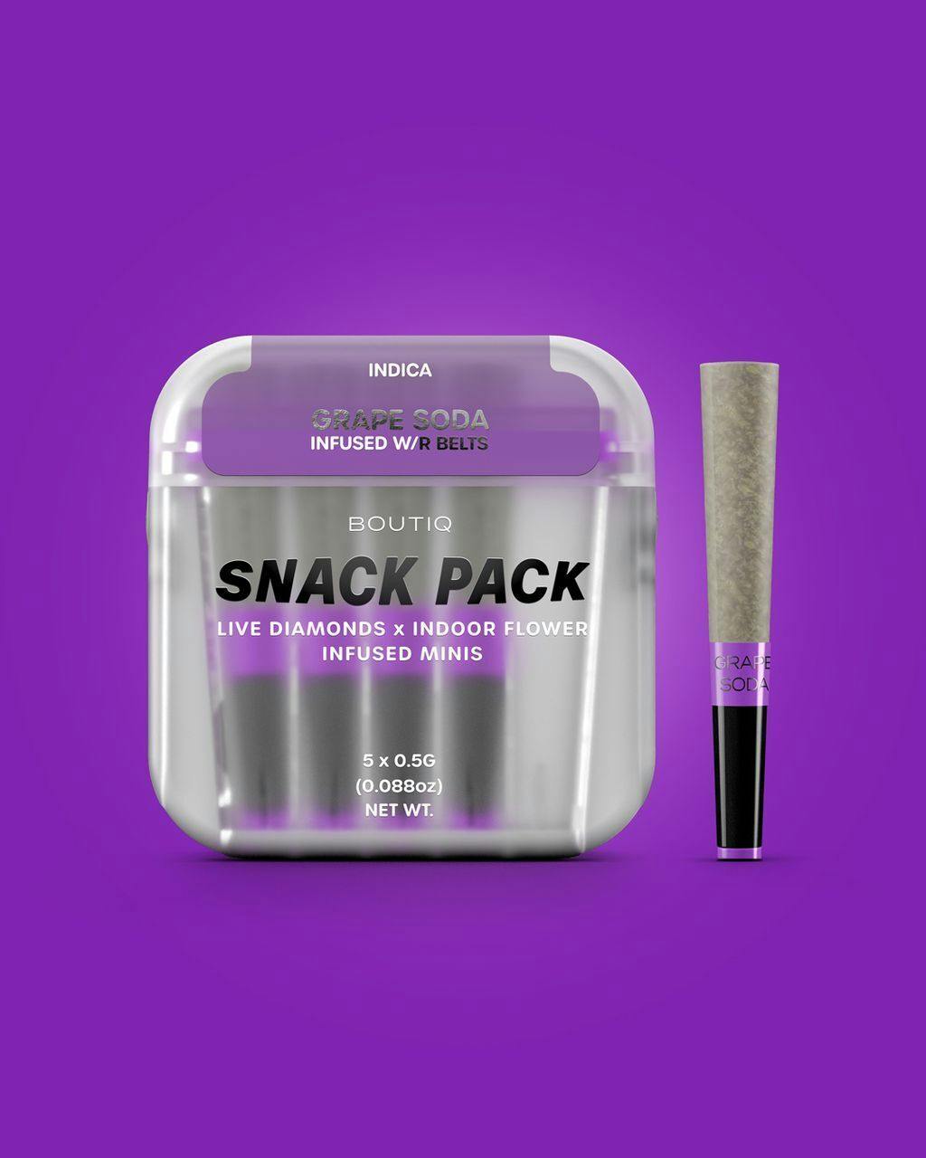 Boutiq Grape Soda x Rainbow Belts Infused Preroll Pack 5 Pack | 2.5g