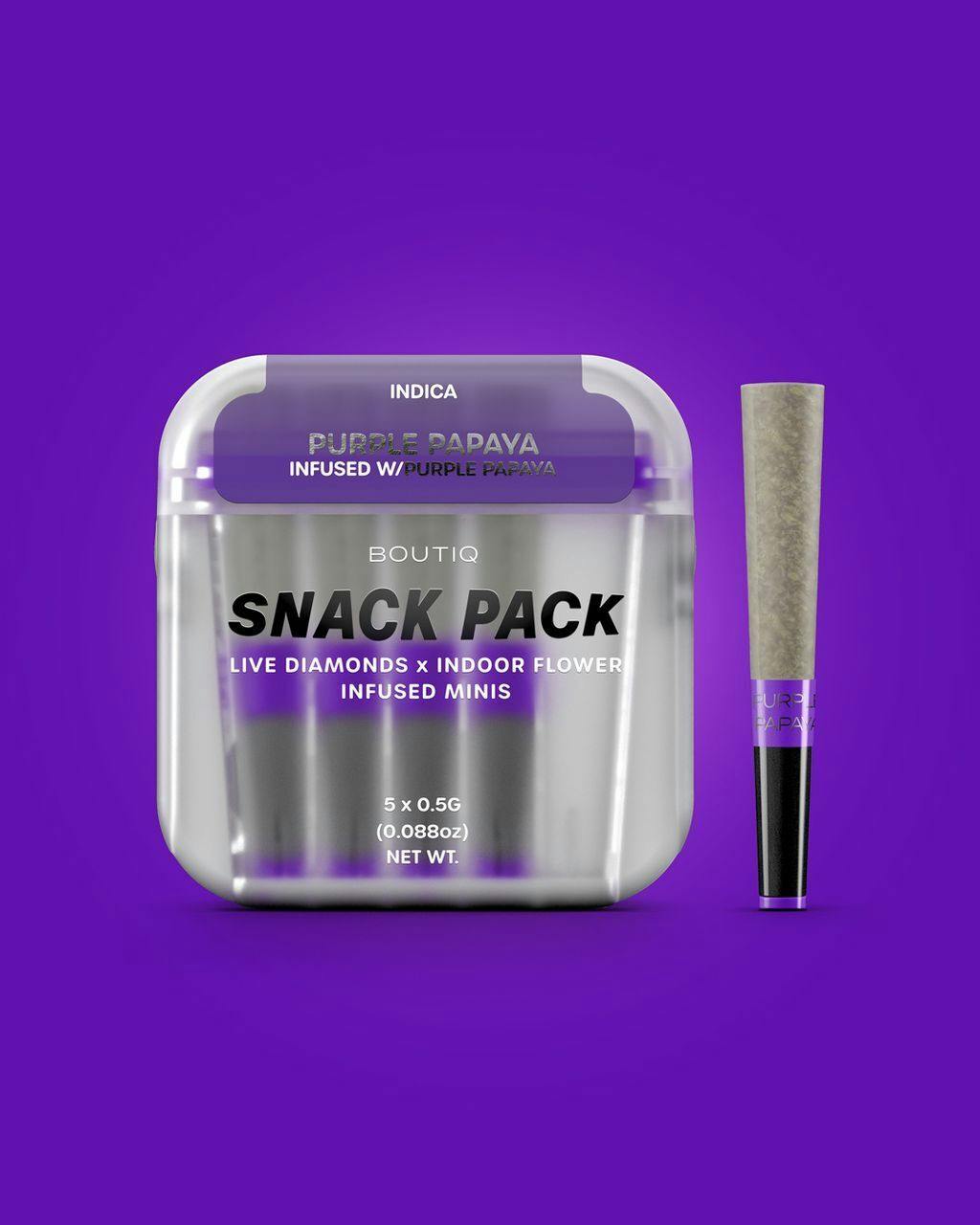 Boutiq Purple Papaya x Purple Papaya Infused Preroll Pack 5 Pack | 2.5g
