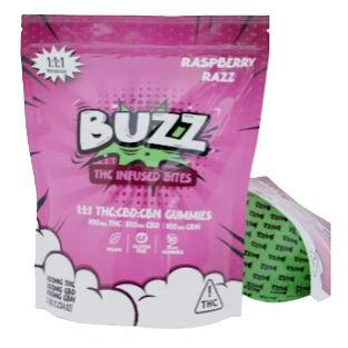 Buzz - Raspberry Razz 1:1:1 Gummies (100MG)