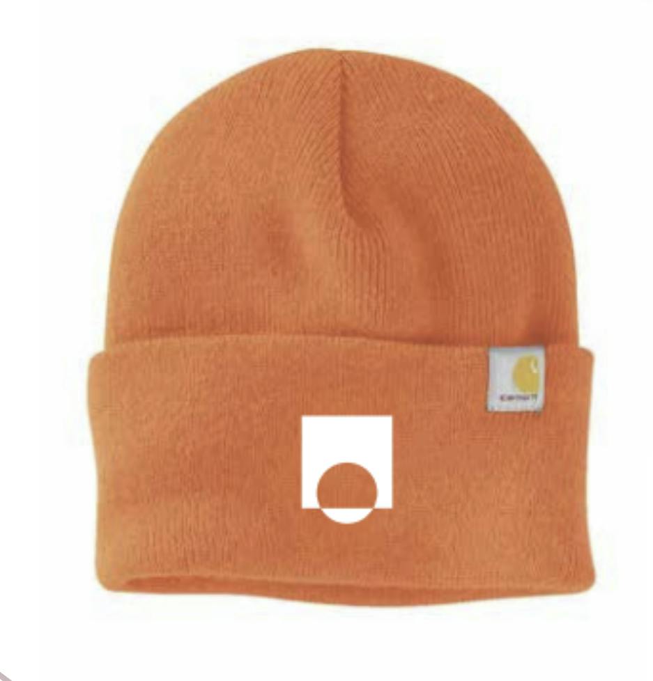 ECC Logo Carhartt Beanie - Brite Orange/White Logo