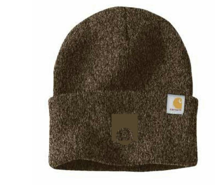 ECC Logo Carhartt Beanie - Dark Brown/Sandstone