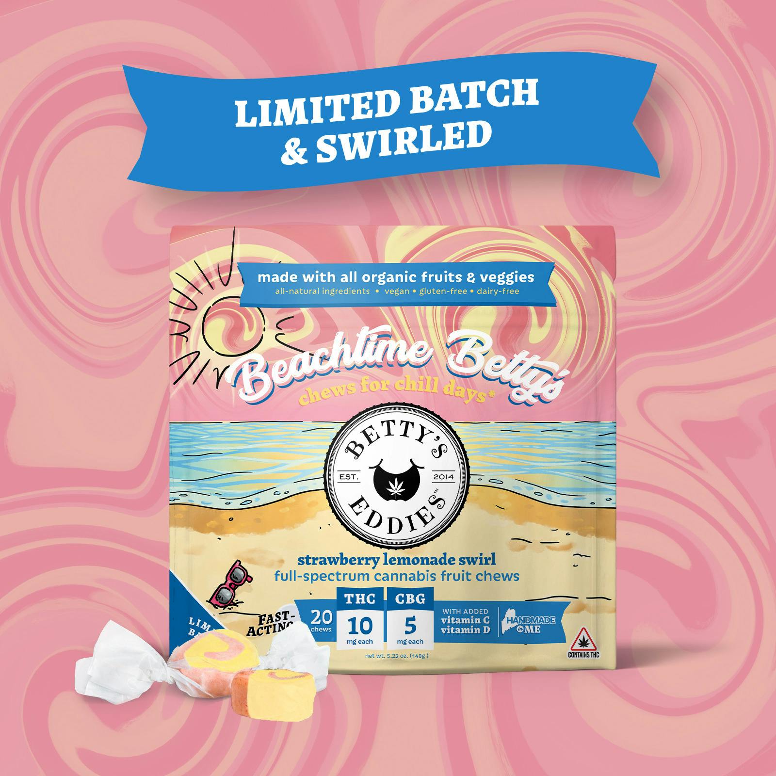 Beachtime Betty's - Strawberry Lemonade Chews - 200mg/20pk