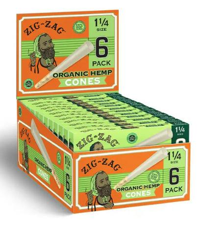 Zig Zag | 1 1/4 Organic Hemp Cones 6 Pack