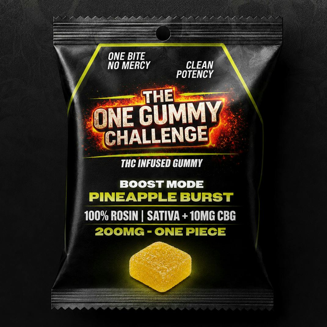 One Gummy Challenge | Pineapple Burst | 200MG/10MG CBG High Tolerance 100% Rosin Single Gummy