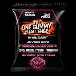 One Gummy Challenge | Pomegranate Oasis | 200MG/10MG CBD High Tolerance 100% Rosin Single Gummy