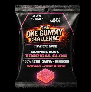 One Gummy Challenge | Tropical Glow | 200MG/10MG CBG High Tolerance 100% Rosin Single Gummy
