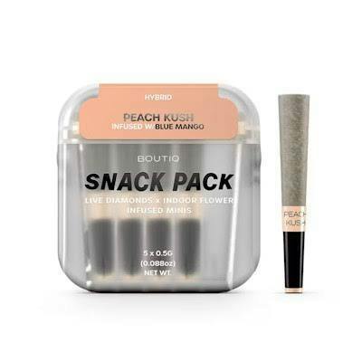 Boutiq | Peach Kush | 5-Pack x (.5g) Live Diamond Infused Pre-Rolls