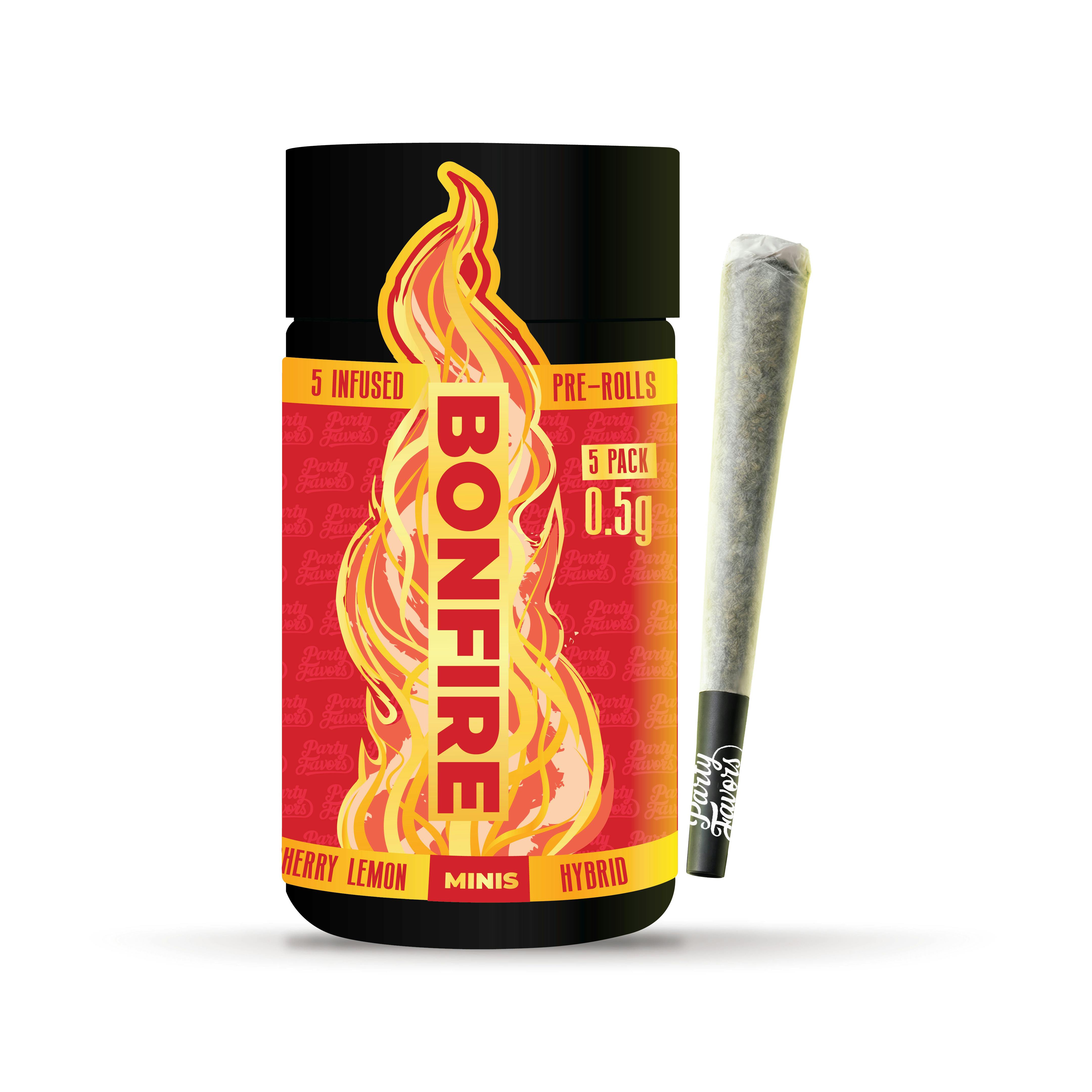 Party Favors | Bonfire | Cherry Lemon | 5-Pack x (.5g) Infused Pre-Rolls