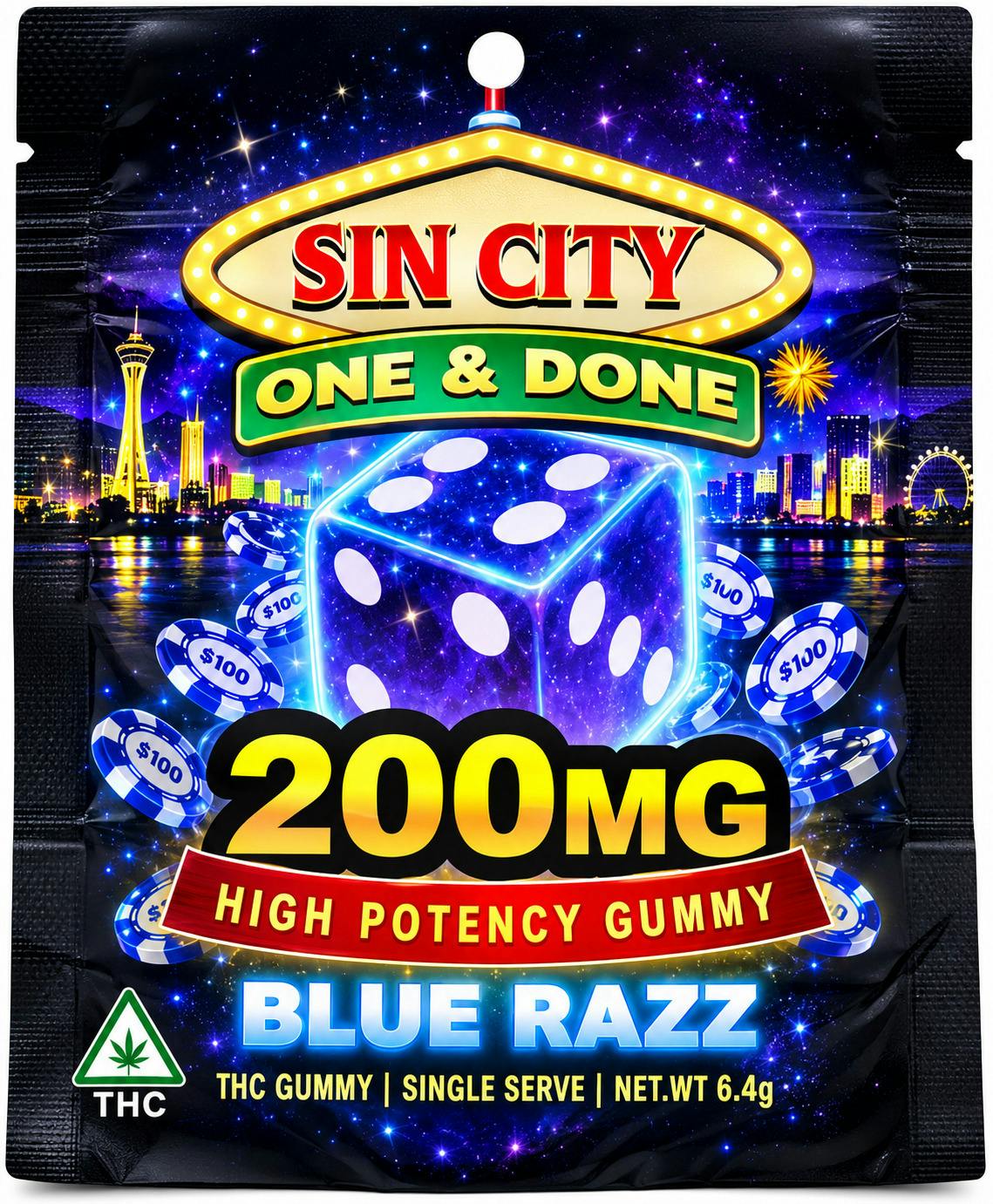 Sin City | Blue Razz | 200mg Single Gummy