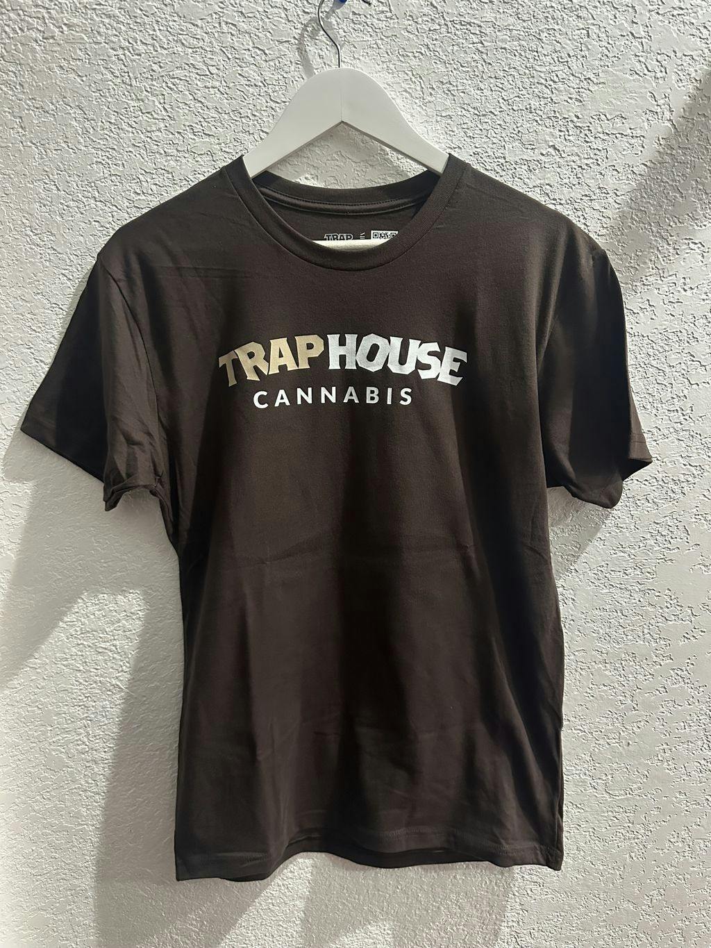 Trap House Tan Trap Front Text White Back Logo on Brown 2XL