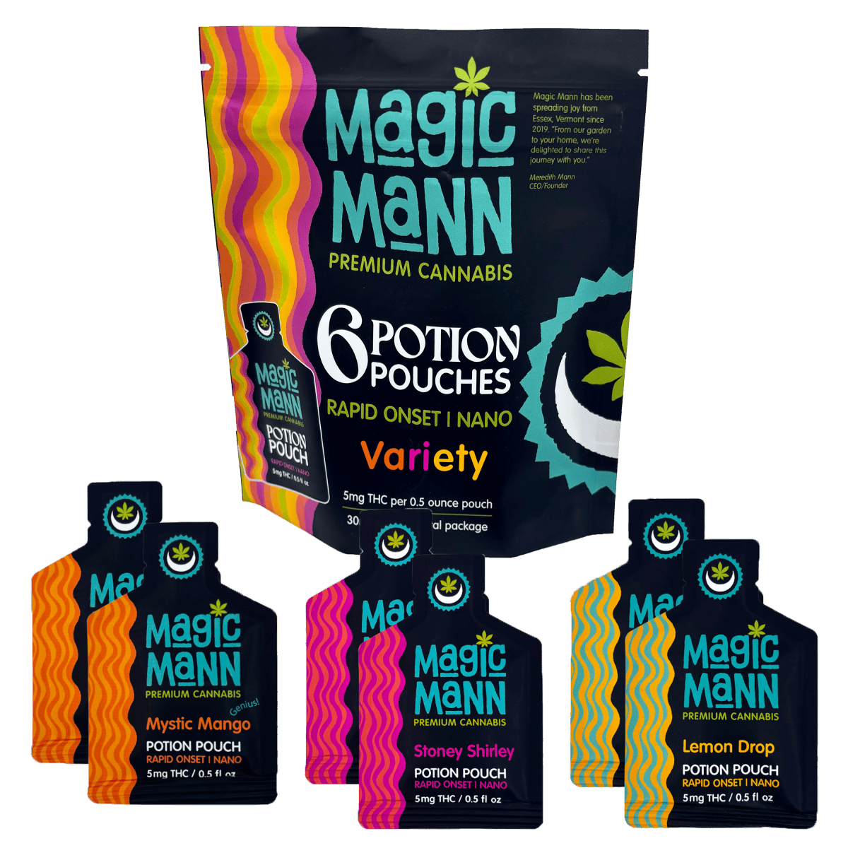 Magic Mann Potion Pouches Variety Pack, 6pk x 5mg