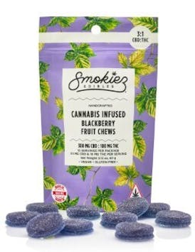 Blackberry CBD:THC 3:1 Fruit Chews - Smokiez - Edibles