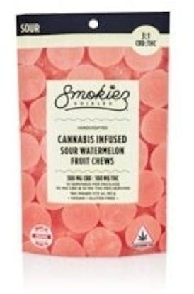 Sour Watermelon CBD:THC 3:1 Fruit Chews - Smokiez - Edibles