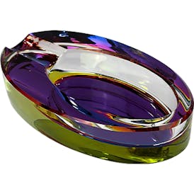 LB - 5" Oval Iridized Glass Ashtray