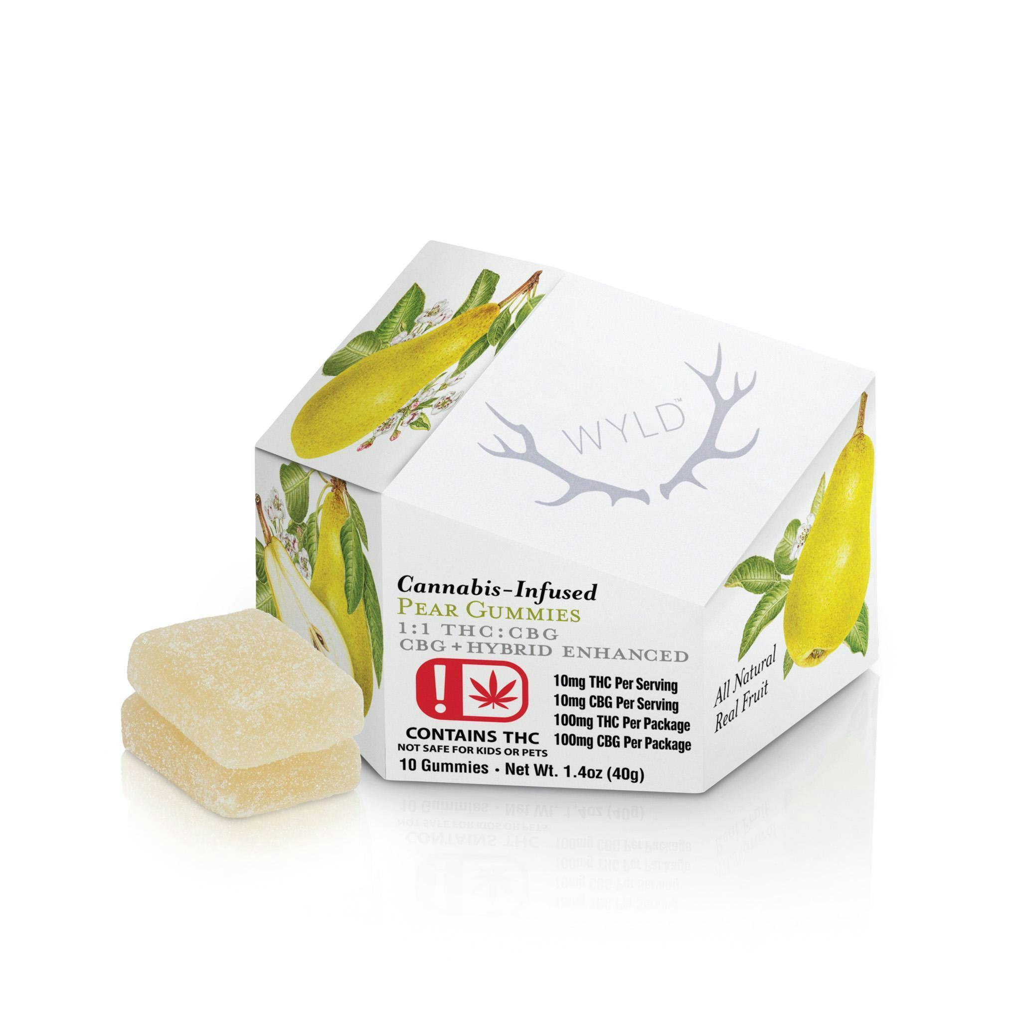 Pear 1:1 THC:CBG Hybrid Enhanced Gummies | 100mg | 10ct | 10mg/ea