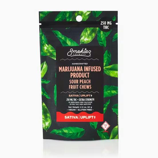 Sativa Sour Peach Fruit Chews - 250mg