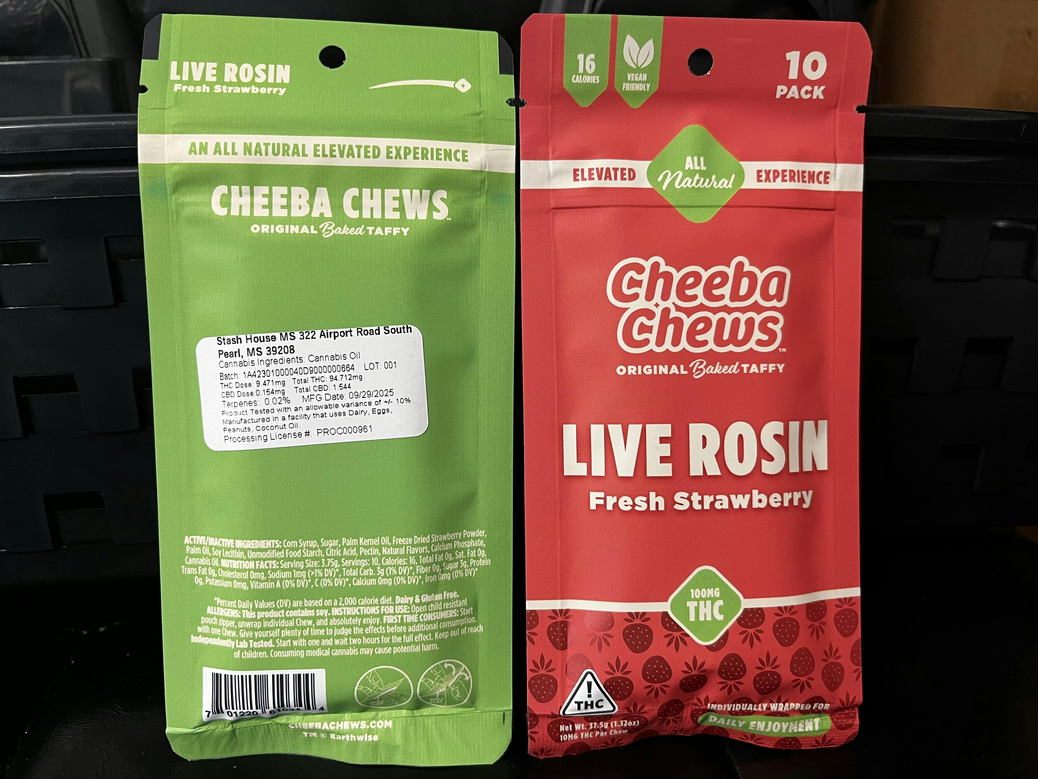 Cheeba Chews Fresh Strawberry Live Rosin 100mg 10 pack