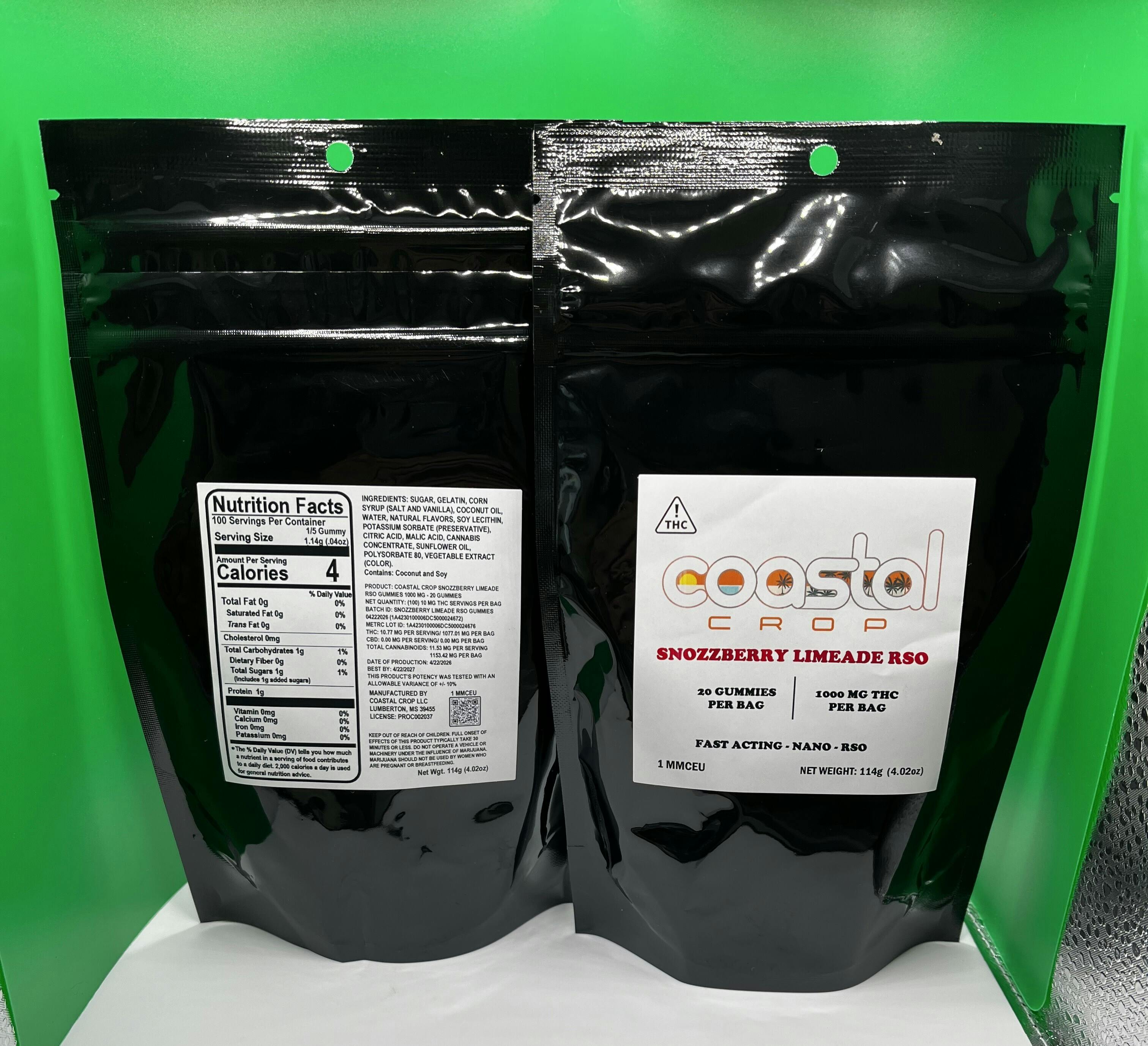 Snozzberry Limeade RSO 20ct 1000mg bags