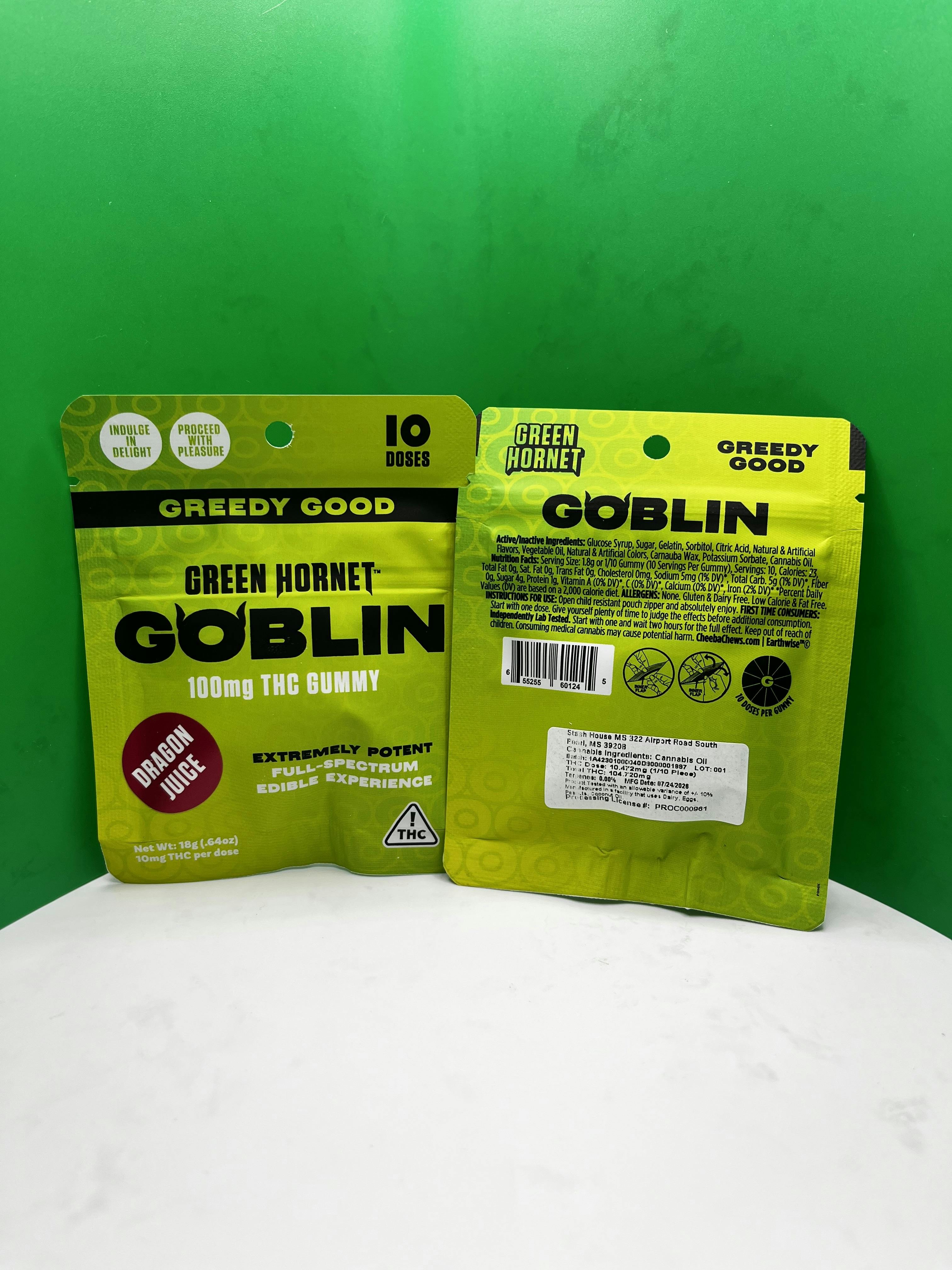 Green Hornet Goblin Dragon Juice 100mg Single Pack