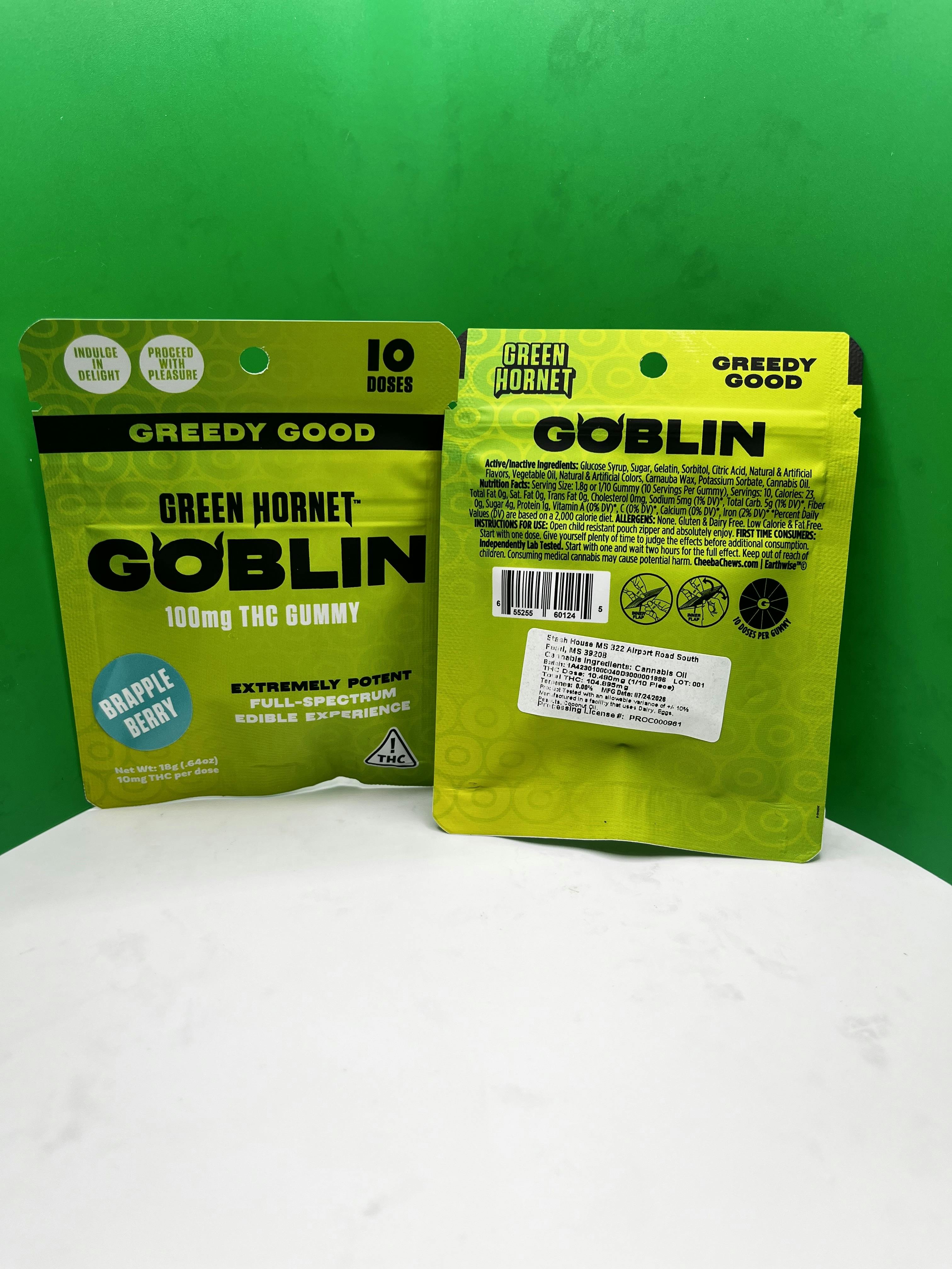 Green Hornet Goblin Brapple Berry 100mg Single Pack