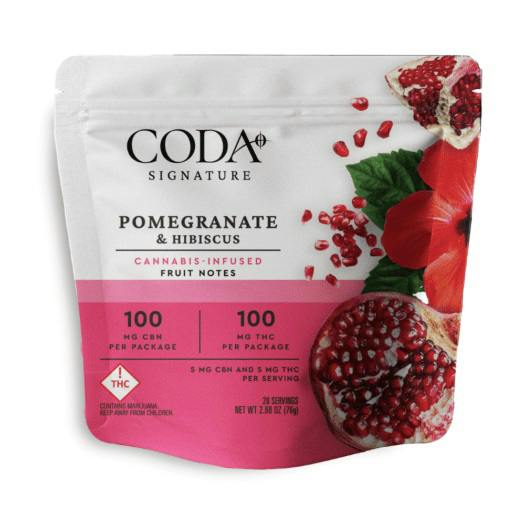 Coda Signature Fast Acting Fruit Notes | 1:1 CBN Pomegranate & Hibiscus 100mg Rec cannabis product