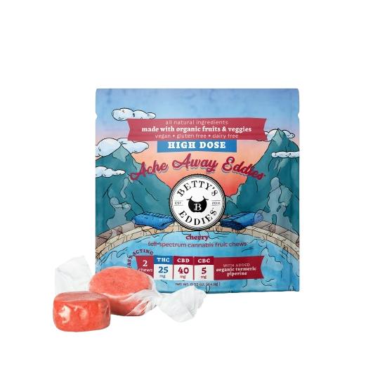50MG ACHE AWAY CHERRY THC:CBD:CBC HIGH DOSE 2PK TAFFY