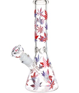 Patriotic Leaf Glass Beaker Water Bong