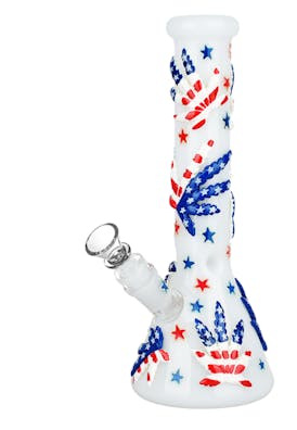 Patriot Leaf Glow In The Dark Glass Beaker Water Bong