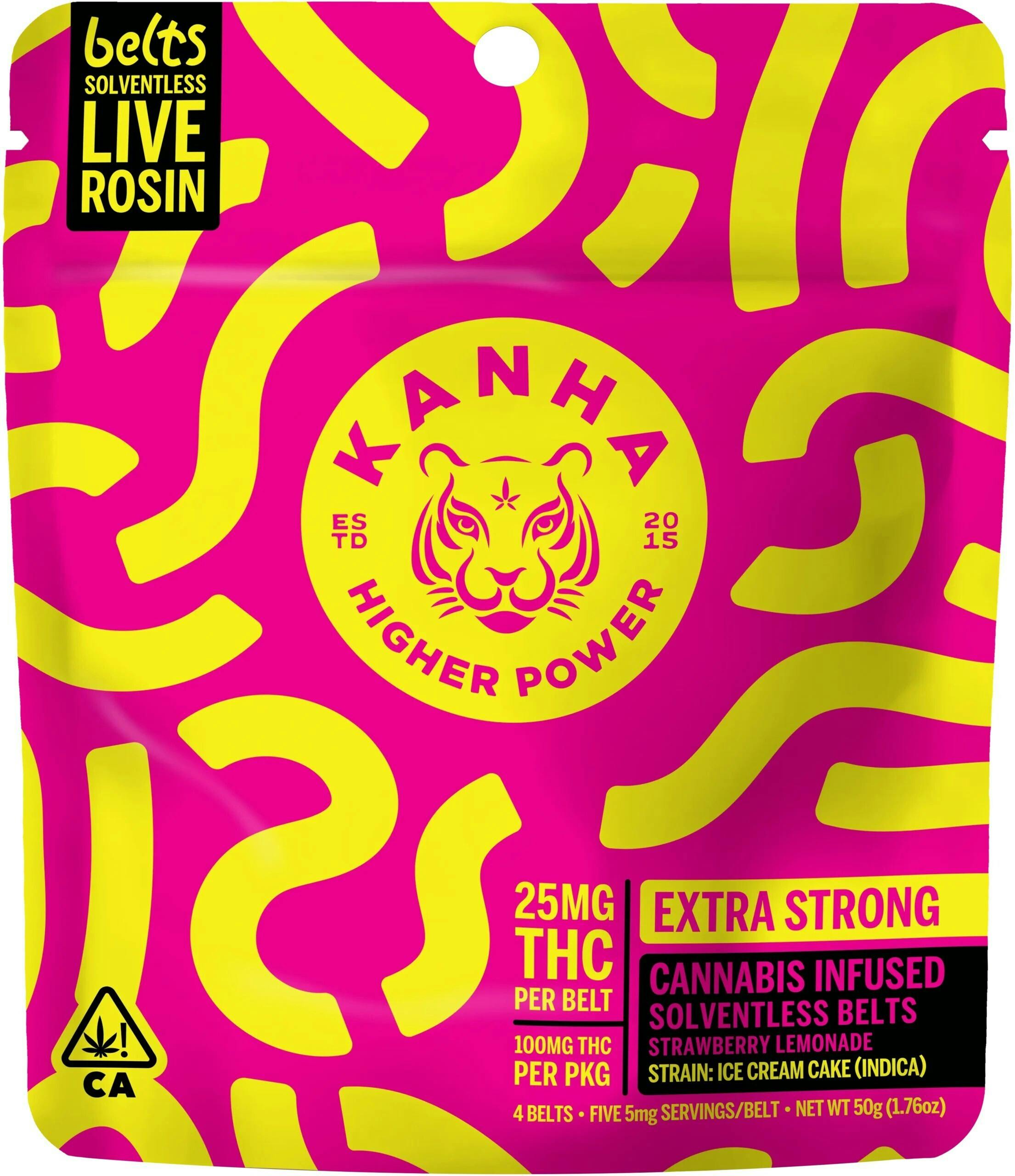 Gummies - Strawberry Lemonade Belts Indica - Live Rosin - 20 Pcs