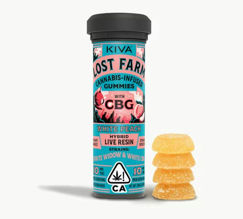 Kiva Lost Farm Gummies - White Peach x White Widow x White CBG 10:10