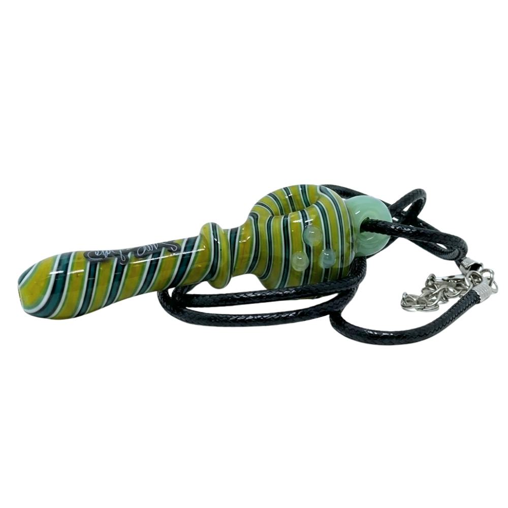 Pipe - Everyday Necklace - Striped - 3" - Green Yellow